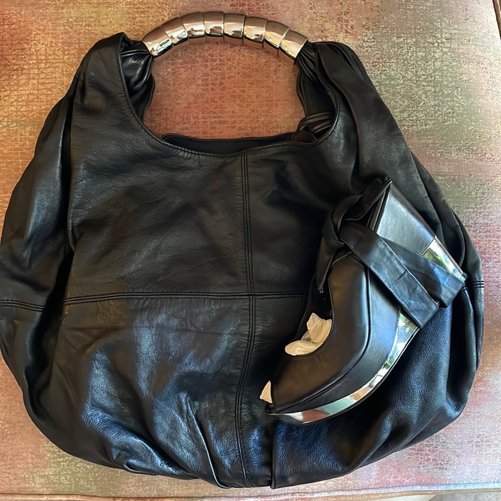 Zara Leather bag and Black/leather wedge